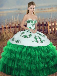Sophisticated Floor Length Ball Gowns Sleeveless Green 15th Birthday Dress Lace Up