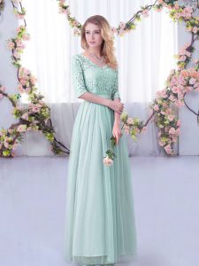 Light Blue Half Sleeves Tulle Side Zipper Wedding Guest Dresses for Wedding Party