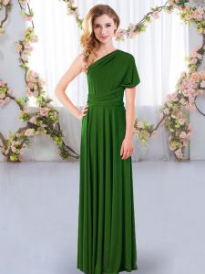 Cheap Sleeveless Floor Length Ruching Criss Cross Quinceanera Court Dresses with Green
