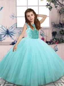 Customized Sleeveless Beading Lace Up Kids Pageant Dress