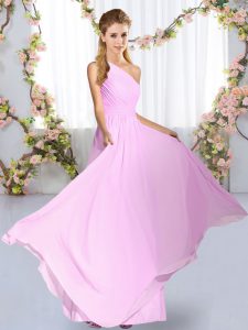 Romantic Lilac Sleeveless Ruching Floor Length Dama Dress