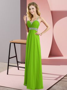Floor Length Criss Cross Homecoming Dress for Prom and Party with Beading