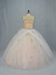 Sophisticated Tulle Sleeveless Sweet 16 Dress and Beading and Appliques