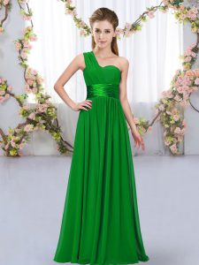 Exceptional Sleeveless Belt Lace Up Bridesmaid Dress