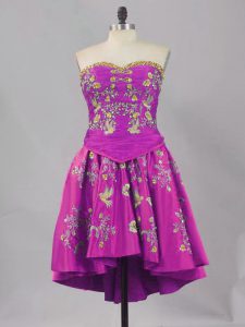 Trendy Sweetheart Sleeveless Lace Up Embroidery Prom Gown in Purple