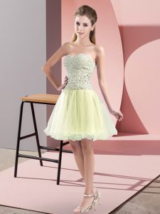 Yellow Green Homecoming Dress Prom and Party with Beading Sweetheart Sleeveless Zipper