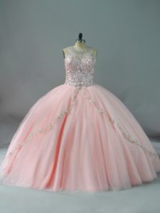 Lace Up Quinceanera Dress Peach for Sweet 16 and Quinceanera with Beading