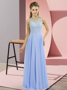Lavender Zipper Formal Evening Gowns Beading Sleeveless Floor Length