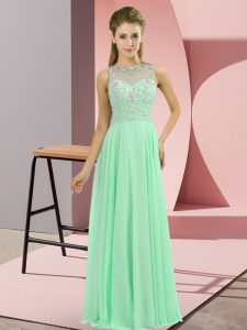 Apple Green Zipper High-neck Beading Dress for Prom Chiffon Sleeveless