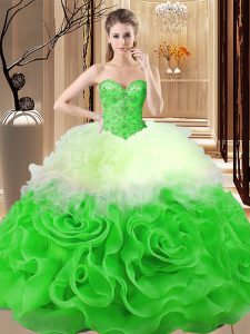 Best Selling Sleeveless Beading and Ruffles Lace Up Sweet 16 Dresses
