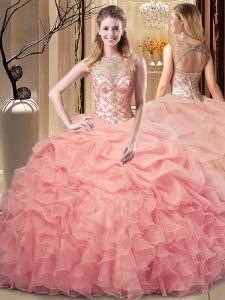 Sleeveless Lace Up Floor Length Beading and Ruffles and Pick Ups Sweet 16 Dress