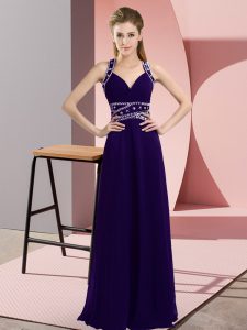 Admirable Chiffon Sleeveless Floor Length Dress for Prom and Beading