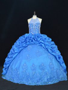 Taffeta Sleeveless Floor Length Quinceanera Dresses and Beading and Appliques and Embroidery and Pick Ups