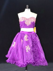 Edgy Mini Length Zipper Dress for Prom Eggplant Purple for Prom and Party with Appliques and Ruffles