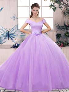 Short Sleeves Lace and Hand Made Flower Lace Up Quinceanera Dresses