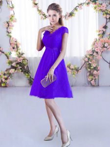 Mini Length A-line Cap Sleeves Purple Damas Dress Lace Up