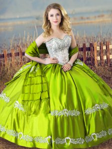 Elegant Floor Length Lace Up Quinceanera Gown for Sweet 16 and Quinceanera with Beading and Embroidery