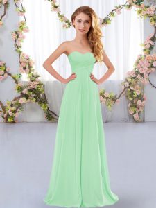 Shining Chiffon Sweetheart Sleeveless Lace Up Ruching Wedding Party Dress in Apple Green