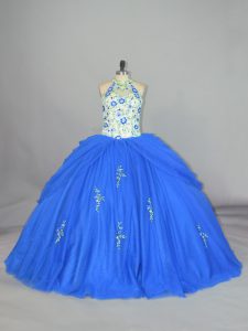 New Style Floor Length Ball Gowns Sleeveless Blue Sweet 16 Dress Lace Up