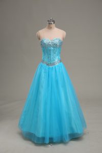Sweetheart Sleeveless Tulle Evening Gowns Beading Lace Up
