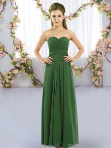 Admirable Green Sleeveless Chiffon Lace Up Quinceanera Court of Honor Dress for Wedding Party