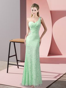 Lace Sleeveless Floor Length Dress for Prom and Beading and Lace