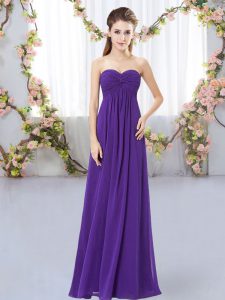 Extravagant Purple Sweetheart Neckline Ruching Court Dresses for Sweet 16 Sleeveless Zipper