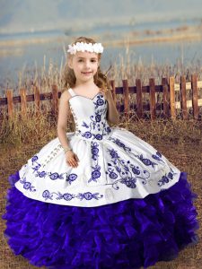 Purple Sleeveless Organza Lace Up Pageant Dress for Wedding Party