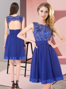 Artistic Empire Damas Dress Royal Blue Scoop Chiffon Sleeveless Mini Length Backless