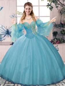 Top Selling Lace Up Quinceanera Dresses Blue for Sweet 16 and Quinceanera with Beading and Ruching