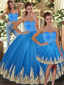 Sumptuous Floor Length Baby Blue Quince Ball Gowns Sweetheart Sleeveless Lace Up