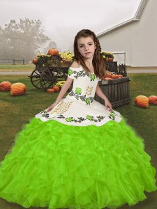Lace Up Pageant Dresses Embroidery and Ruffles Sleeveless Floor Length