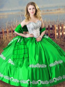 Simple Sleeveless Floor Length Beading and Embroidery Lace Up Sweet 16 Dresses with