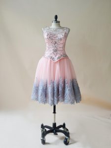 Pretty Tulle Sleeveless Mini Length Celebrity Style Dress and Beading and Appliques