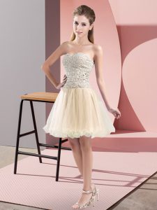 Sweetheart Sleeveless Zipper Homecoming Party Dress Champagne Tulle