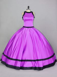 Lilac Sleeveless Floor Length Ruching Zipper 15th Birthday Dress