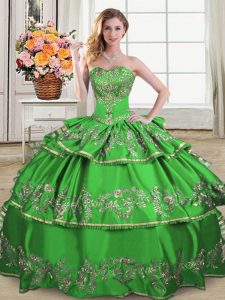Nice Ruffled Layers Sweet 16 Quinceanera Dress Green Lace Up Sleeveless Floor Length