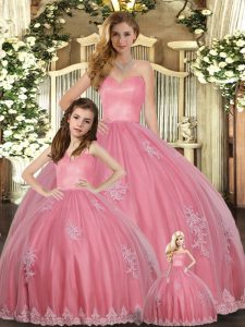 Comfortable Tulle Sleeveless Floor Length Sweet 16 Quinceanera Dress and Appliques