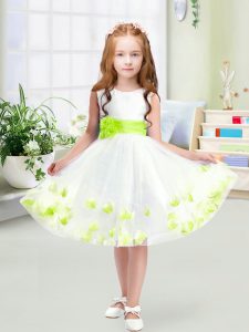 Exceptional Scoop Sleeveless Zipper Flower Girl Dresses for Less White Tulle