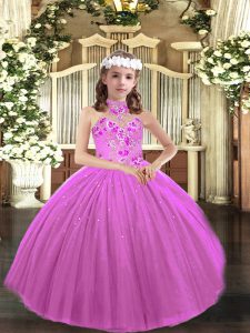 Affordable Sleeveless Appliques Lace Up Pageant Gowns For Girls