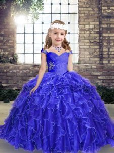 Sleeveless Beading and Ruffles Lace Up Girls Pageant Dresses