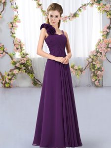 Dark Purple Sleeveless Chiffon Lace Up Wedding Party Dress for Wedding Party