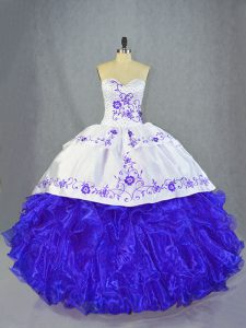 Popular Sleeveless Brush Train Lace Up Beading and Embroidery and Ruffles Sweet 16 Dress