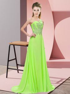 Sleeveless Floor Length Beading Side Zipper Prom Dresses