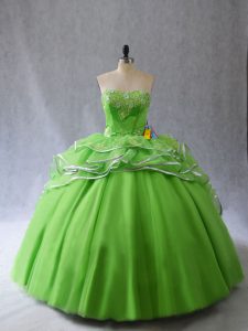 Sleeveless Appliques and Ruffles Lace Up Quinceanera Gown