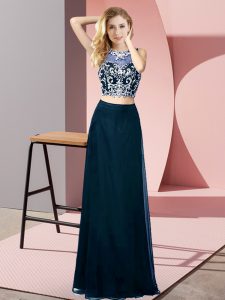Stylish Floor Length Two Pieces Sleeveless Teal Pageant Dress Wholesale Backless