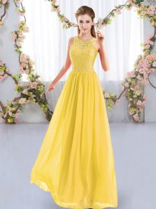 Designer Lace Damas Dress Gold Zipper Sleeveless Floor Length