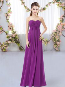 Floor Length Purple Bridesmaid Gown Sweetheart Sleeveless Zipper