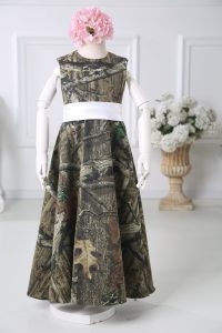 Discount Multi-color Empire Scoop Sleeveless Printed Floor Length Zipper Belt Toddler Flower Girl Dress