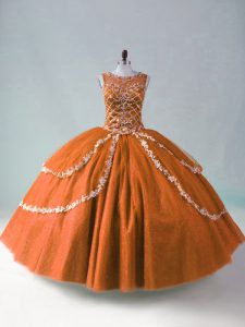 Graceful Rust Red Sweet 16 Dresses Sweet 16 and Quinceanera with Beading and Appliques Scoop Sleeveless Zipper